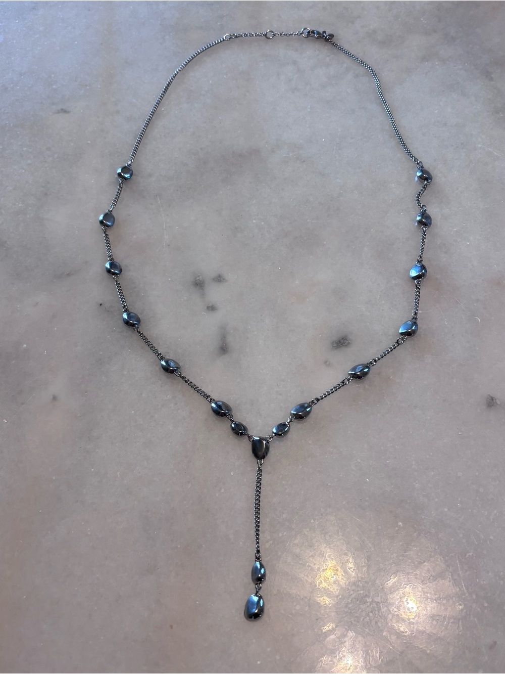 LOFT Silver-Tone Beaded Lariat Necklace